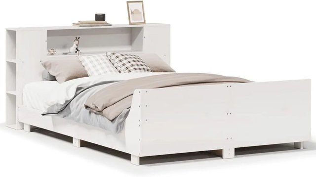 vidaXL Massivholzbett aus Kiefernholz in Weiß, rustikaler Stil, B/T/H: 160 x 200 x 82 cm - Bild 1