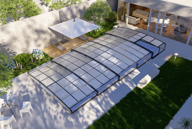 Aluminium Poolüberdachung Aqualina B: 10,99 m, T: 4,26 m, H: 1,05 m - Bild 1