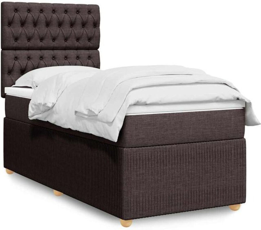 vidaxl Boxspringbett mit Matratze aus Stoff in Braun, B/T/H: 90 x 190 x 140,5 cm - Bild 1