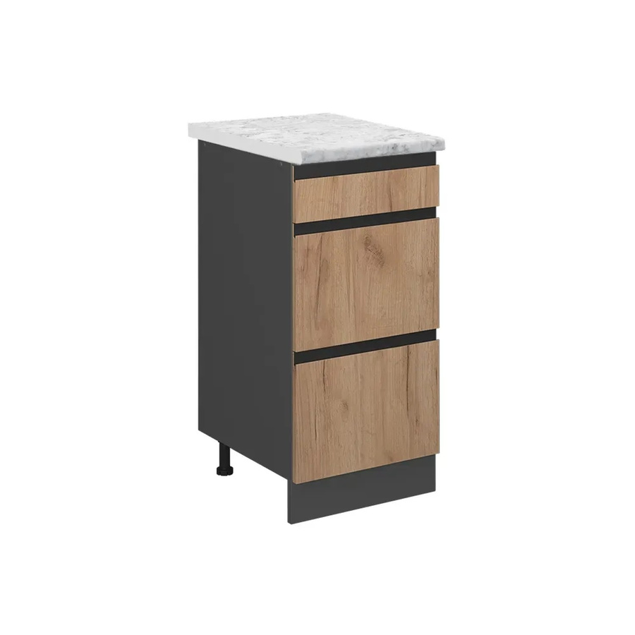 Vicco R-Line Schubladenschrank für die Küche in Goldkraft Eiche und Anthrazit mit Marmor-Optik, Breite: 40 cm - Bild 2