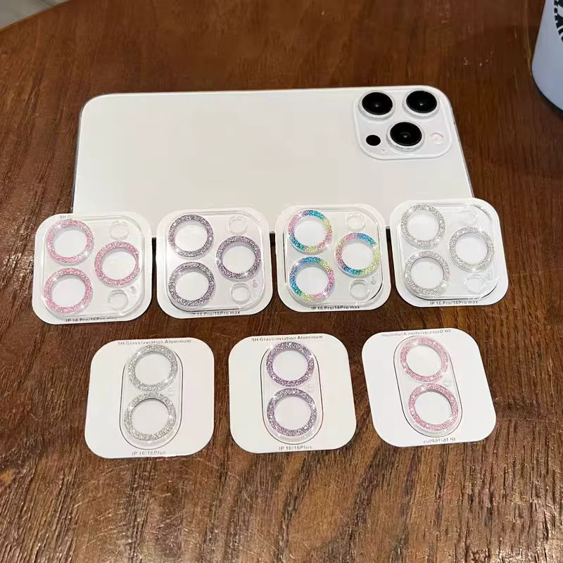 2 Stück Glitzer-Diamant Kameraobjektivschutz für Apple iPhone 16 15 14 13 12 Pro Max in Multicolour - Bild 2