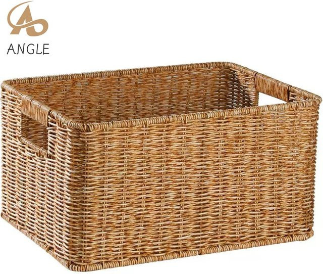 Aufbewahrungskorb aus Kunststoff in Rattan-Optik, braun, B/T/H: 27,0 x 17,0 x 14,0 cm - Bild 1