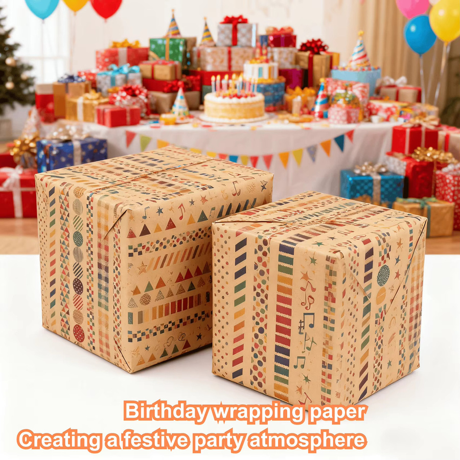 5 Stück braunes Kraftpapier als festliches Geschenkpapier für Geburtstage und als Bucheinband - Bild 2