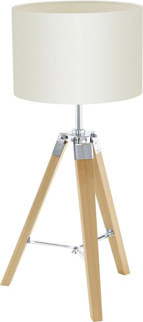Eglo Tischleuchte Lantada in Natur-Beige aus Holz und Textil mit E27 Fassung - Bild 1