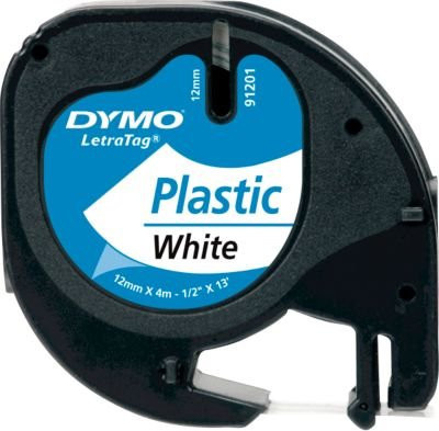 Dymo LetraTag Etikettenband aus Kunststoff, Farbe: Weiß mit schwarzer Schrift, Breite: 12 mm, Länge: 4 m - Bild 2