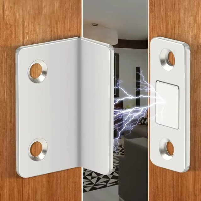 GUOFEI Magnetischer Türverschluss in Silber – Unsichtbare und bohrfreie Halterung für Schränke und Schiebetüren - Bild 1