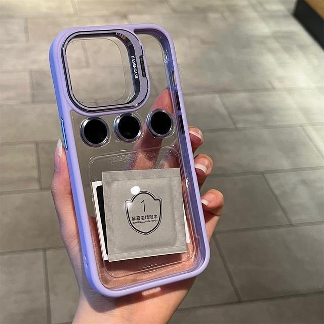 Yiran bag Stoßfeste transparente Handyhülle mit Halterung und Kameraobjektivschutz für iPhone 15, 14, 13 Pro Max und Plus in Grau - Bild 1