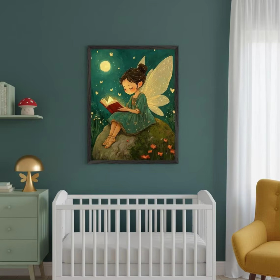 Verzauberte Nachtfeen-Wandkunst von SHENCHEN in Blau und Multicolour als Naturmotiv für Kinder auf Papier - Bild 3