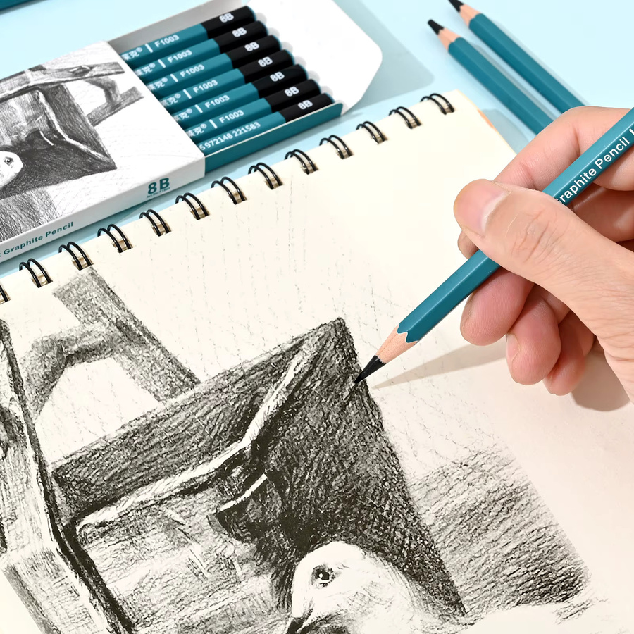 6/8-teiliges Graphit-Skizzenstifte-Set HB-12B in Grau und Schwarz für professionelle Kunst, Schattierung und Design - Bild 2