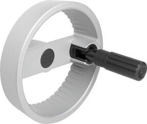 KIPP 2-Speichenhandrad Form E aus Aluminium in Silber matt mit Stahlachse D1=160 mm, D2=14 mm - Bild 1