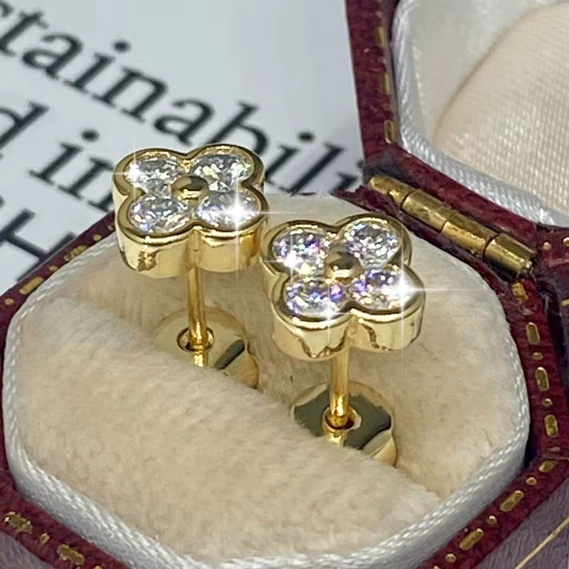 Lnngy Ohrstecker Moissanit, Blumen, Gold, Damen - Bild 3