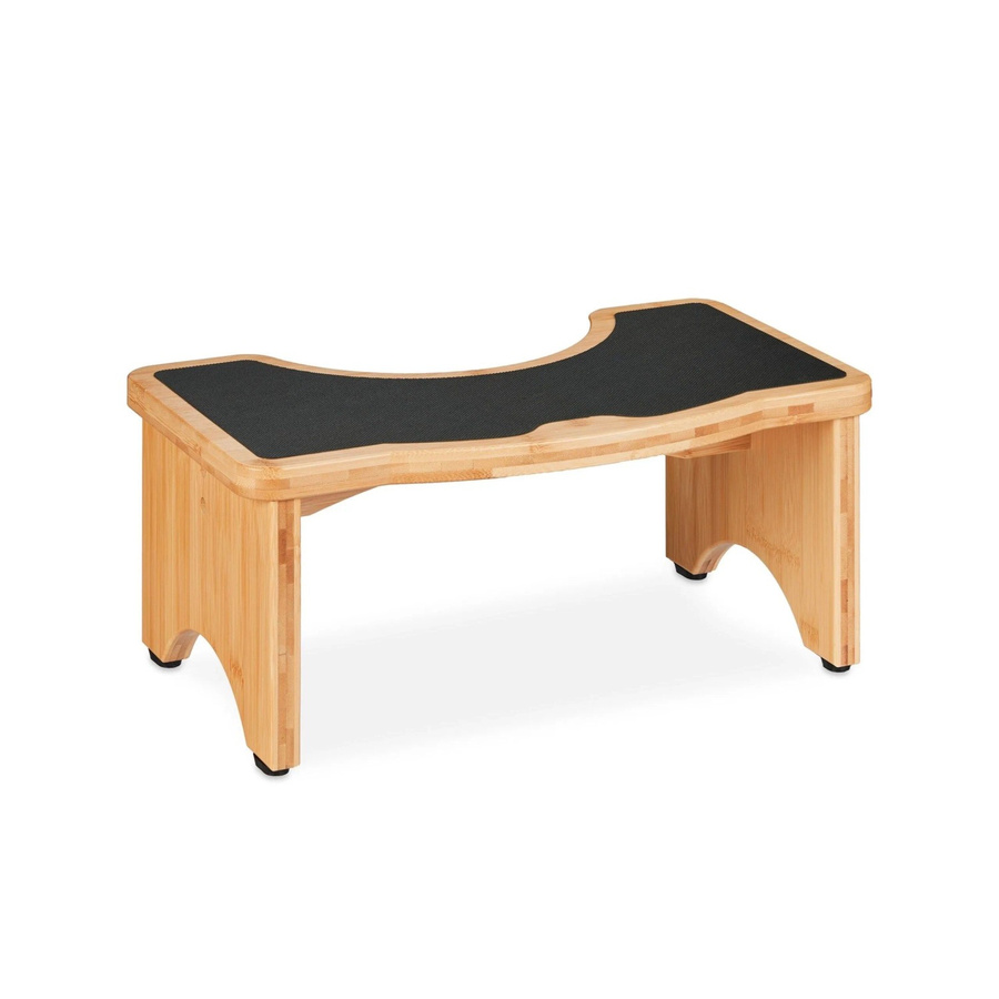 Relaxdays Toilettenhocker aus Bambus in Schwarz und Natur, rutschfest, B/T/H: 44,5 x 18,5 x 26 cm - Bild 2