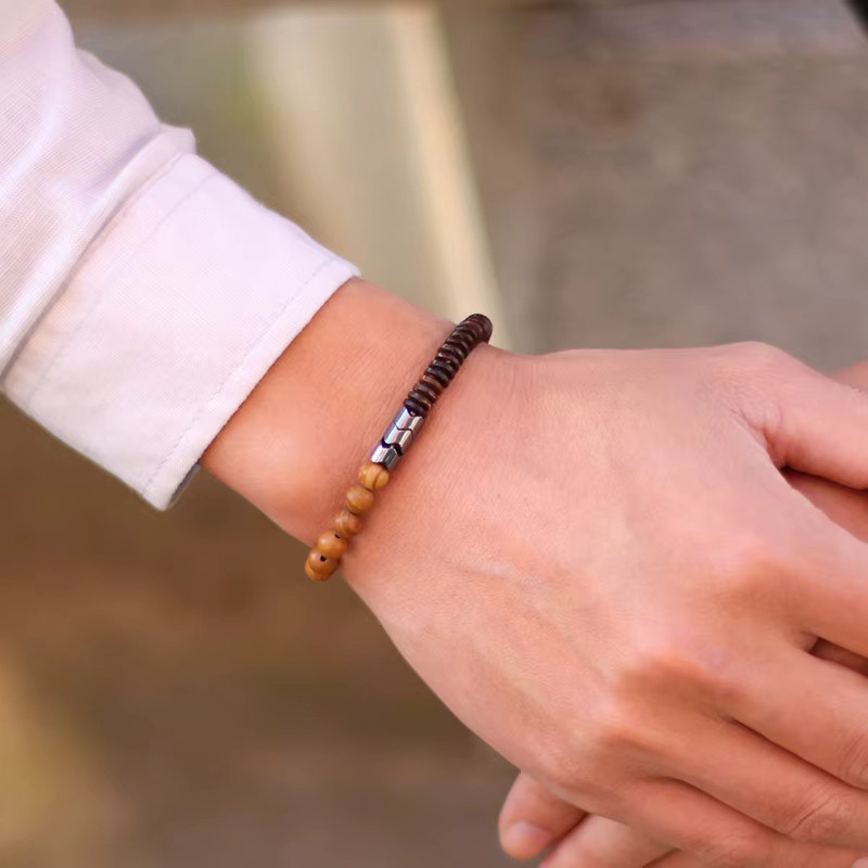 Noter Armband, Tigeraugen, Kokosnussholz, Unisex, Bunt - Bild 1