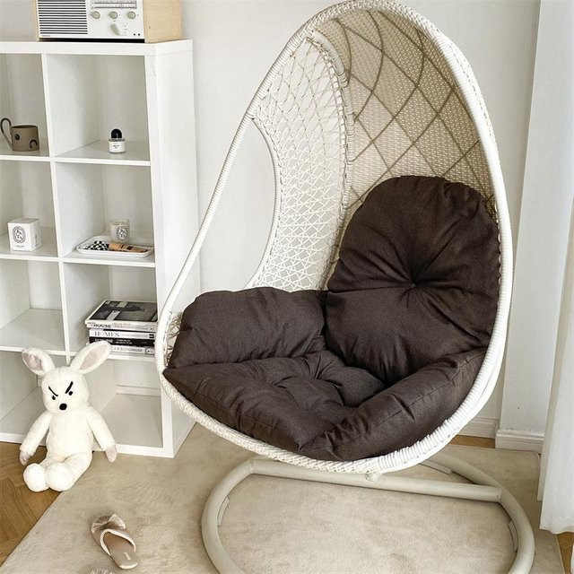 Verdicktes Hängesessel-Kissen von AprSi in Braun, rundes Polster für Hängestühle und Schaukelstühle, B/T/H: 105 x 105 x 12 cm - Bild 1