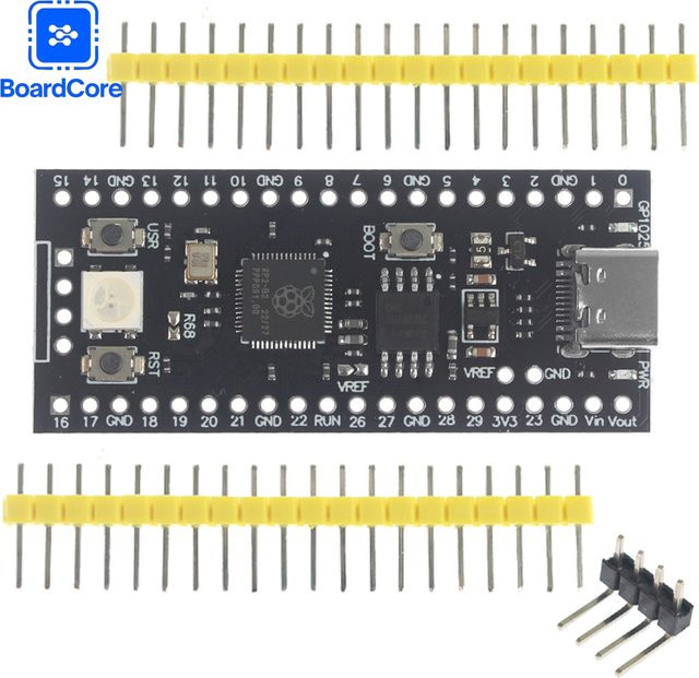 RP2040 Core Board mit USB-C Port für Raspberry Pi Pico, kompatibel mit MicroPython, Schwarz - Bild 1