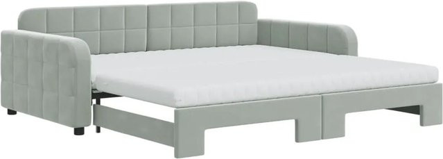 vidaXL Tagesbett ausziehbar mit Matratze in Hellgrau aus Samt, B/T/H: 100 x 200 x 71 cm - Bild 1