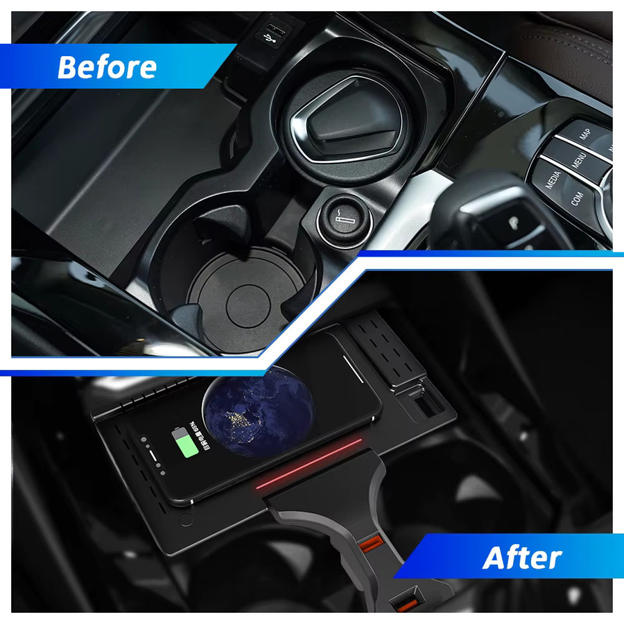 MOCENDO 15W Auto QI Kabelloses Ladepanel mit Halterung für BMW X3 X4 2018-2023 LHD, Schwarz - Bild 3