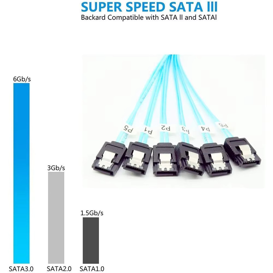 FTBTOC 4/6er Set SATA SAS Datenkabel 6Gbps 7-Pin für HDD und Server Mining Rigs - Bild 2