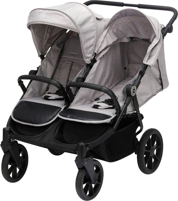 Fillikid Zwillingswagen Duette Allround Kinderwagen in Grau mit verstellbarem Griff und Federung - Bild 1