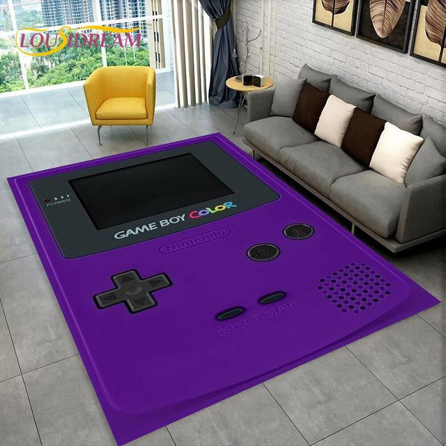 HGHT Teppich mit Retro-Spielkonsole Game Boy GBA Motiv in Lila, rutschfest und waschbar, B/T: 70 x 100 cm - Bild 1
