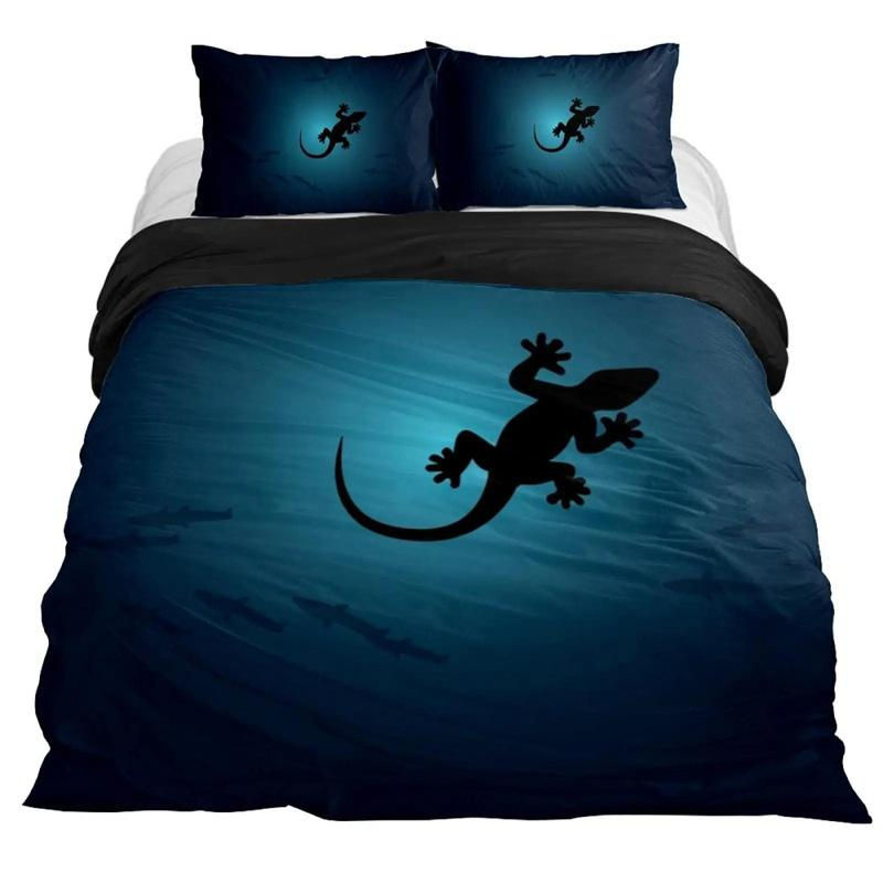 Lodestar Bettwäsche Set Echsen und Reptilien in Lila und Blau, 3-teilig mit Bettdeckenbezug und Kissenbezügen, B/H: 228 x 228 cm - Bild 3