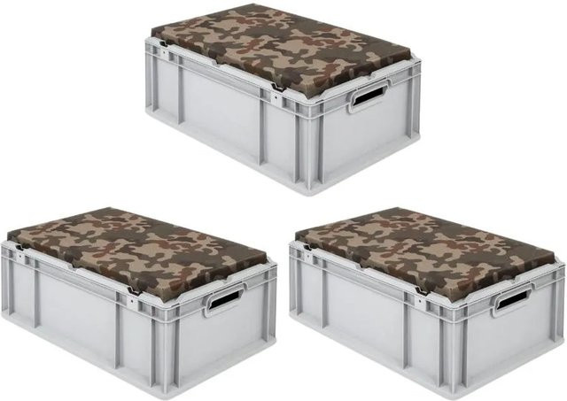PROREGAL SparSet 3 x Eurobox NextGen Seat Box Camouflage, Farbe: Grau, H x B x T: 26,5 x 40 x 60 cm, 44 Liter - Bild 1