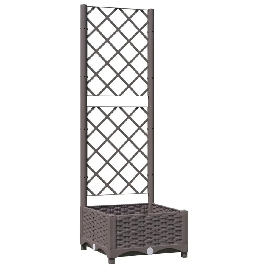vidaXL Pflanzkübel mit Rankgitter aus Polypropylen in Braun, B/T/H: 40 x 40 x 121,5 cm - Bild 2