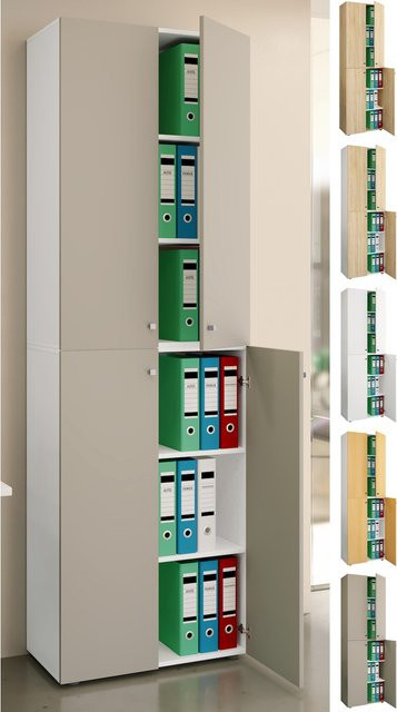 VCM Büroschrank Lona mit 6 Fächern und Drehtüren, moderner Aktenschrank aus Metall, H x B x T: 220 x 70 x 40 cm - Bild 1