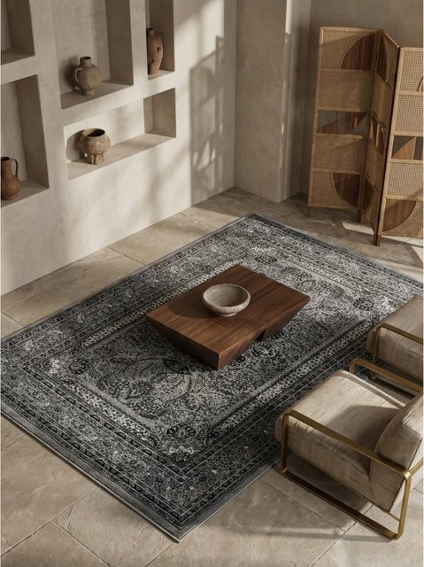 Kadima Design Kurzflor Teppich TANNHEIM orientalisch in Grau, B/T: 200 x 290 cm - Bild 1