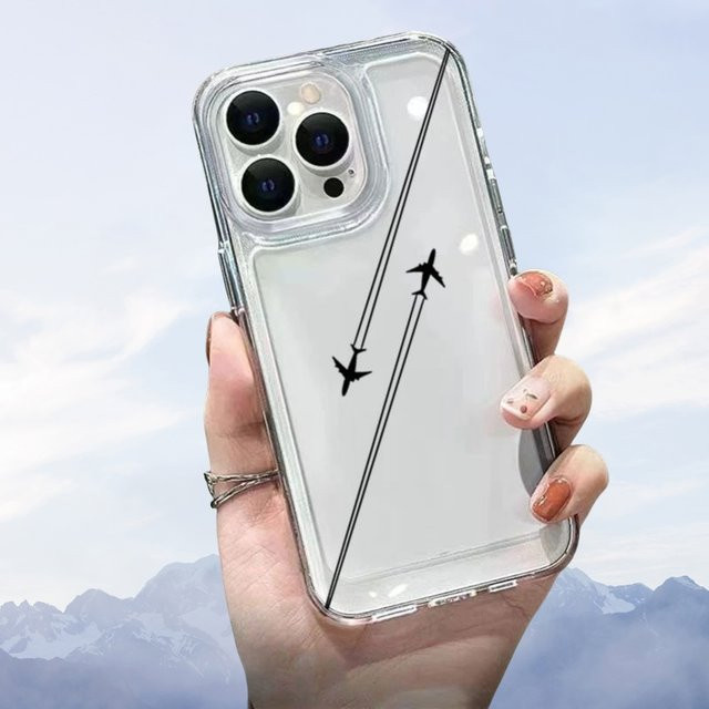 Transparente TPU-Handyhülle mit Zwei-Flugzeuge-Muster für Apple iPhone 17 16 15 13 12 11 Pro Max Air Plus Serie - Bild 1