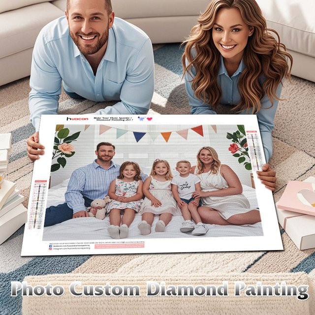 HUACAN DIY Diamantmalerei mit eigenem Foto als personalisiertes Strass-Bild in Vollplatz-Rundform, Mehrfarbig - Bild 1
