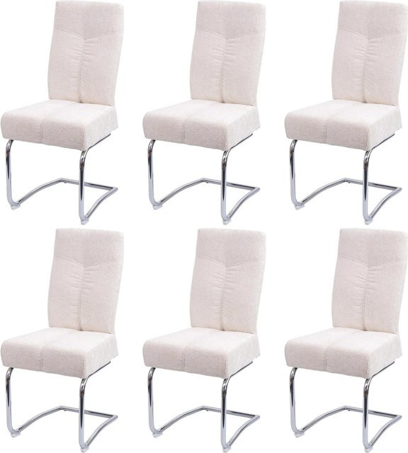 CHEFGASTRO 6er-Set Esszimmerstühle gepolstert aus Chenille in Creme mit Metallgestell, H x B x T: 105 x 46 x 60 cm, Sitzhöhe: 53 cm - Bild 1