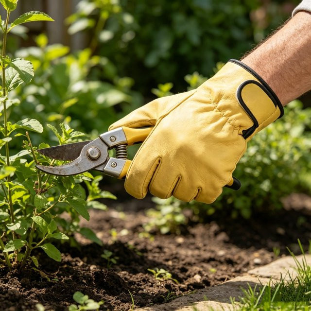Verschleißfeste Arbeitshandschuhe aus Schafsleder in Weiß und Gelb für Schweißer, Gartenarbeit und Sicherheitsschutz - Bild 1