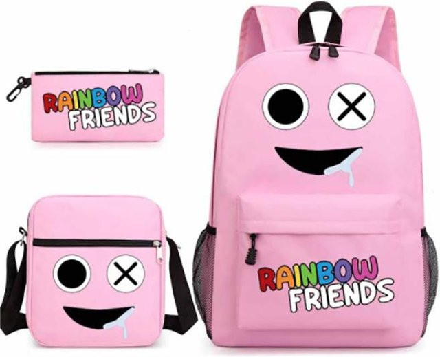 3-teiliges Schulrucksack-Set in Pink aus Oxford-Stoff mit großem Fassungsvermögen, Schultasche und Federmäppchen - Bild 1