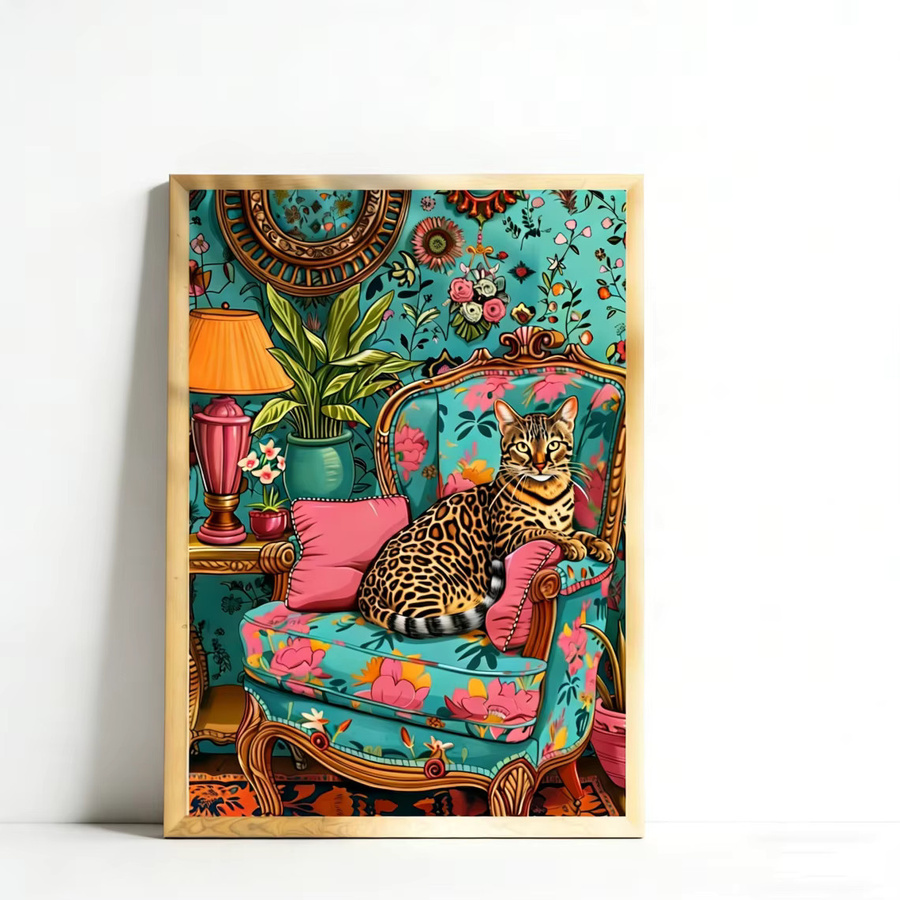 Bengal Cat Wandkunst von SHENCHEN – Maximalistischer Kunstdruck mit Leoparden-Motiv in Mehrfarbig, Rechteckig - Bild 4