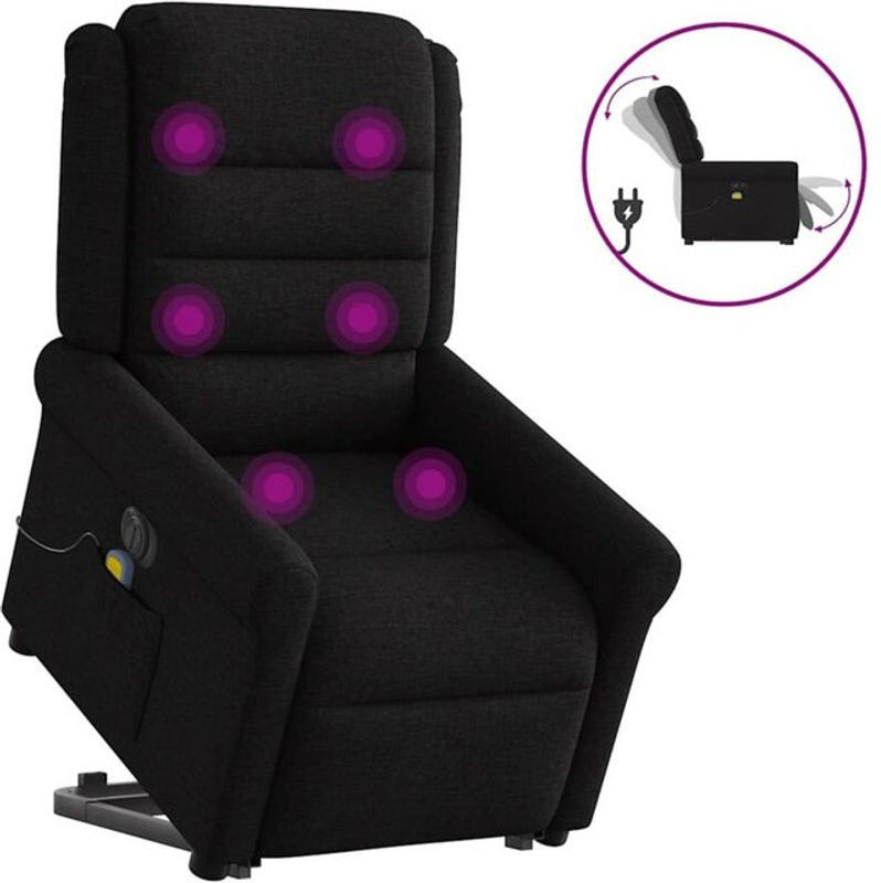 Elektrischer Massagesessel mit Aufstehhilfe von vidaxl in Schwarz aus Stoff - Bild 1