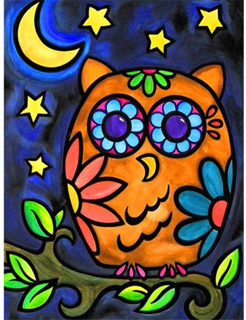 FIYO Diamantmalerei Eule 5D Stickerei als Kreuzstich Mosaik in Hellblau, B x H: 20 x 30 cm - Bild 1