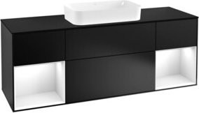 Villeroy & Boch Finion Waschtischunterschrank mit Abdeckplatte in Blau Lack und Regalschrank in Weiß Lack, B/T/H: 160 x 60 x 50,1 cm - Bild 1