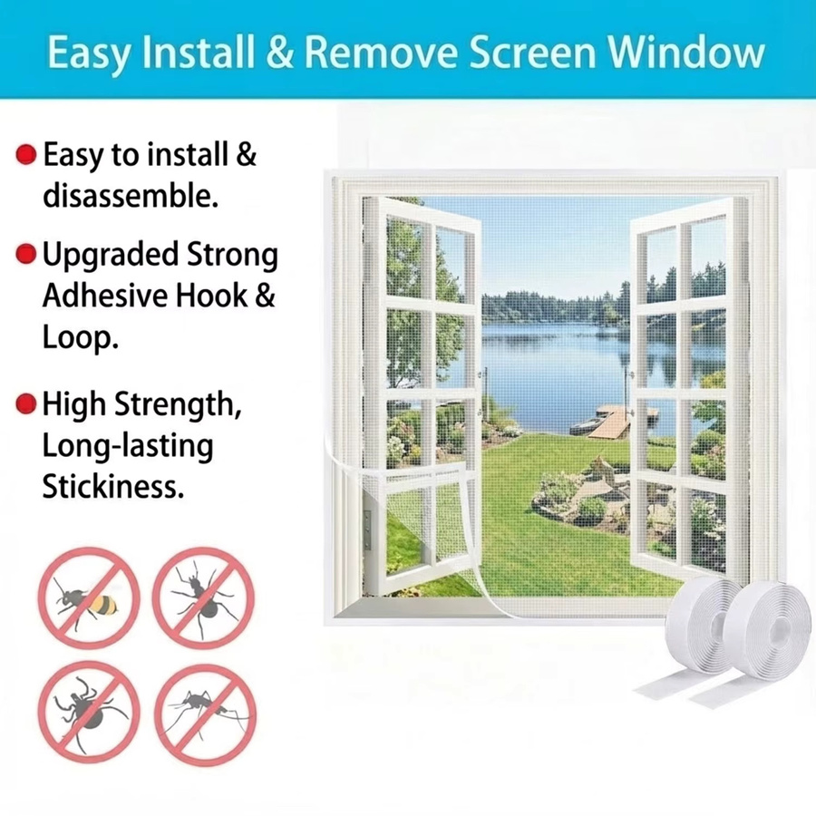 TranquilTouch Moskitonetz-Fenstervorhang in Weiß, Transparentes und Atmungsaktives Netz mit Klett-Installation, Waschbar - Bild 2