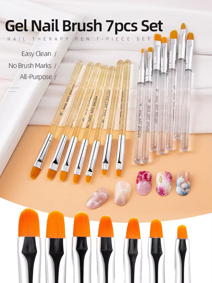 LUSLUKING UV Gel Nail Art Pinsel Set, 7 Stück, Poly Gel Verlängerung - Bild 2