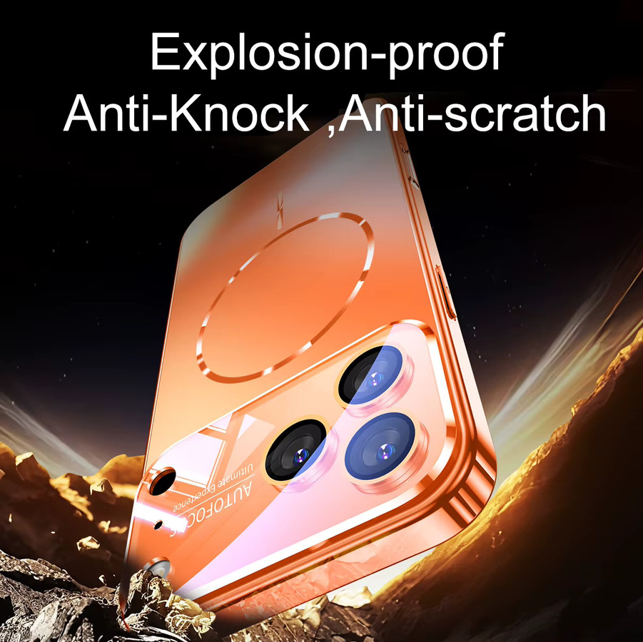 Aierkeba Matte AG Nano Handyhülle mit harter Rückseite und Magnetfunktion für MagSafe, kompatibel mit iPhone 17 16 15 14 Pro Max, Pink und Orange - Bild 5