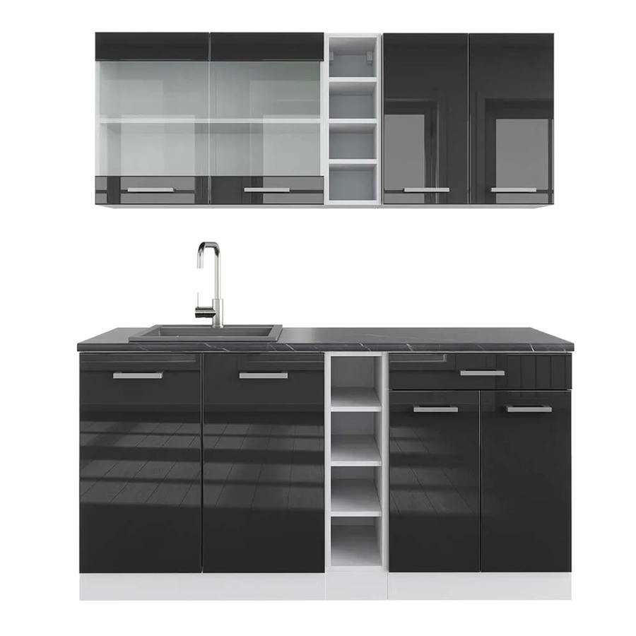 Vicco R-Line Singleküche modern in Anthrazit Hochglanz und Weiß, Breite: 160 cm - Bild 2