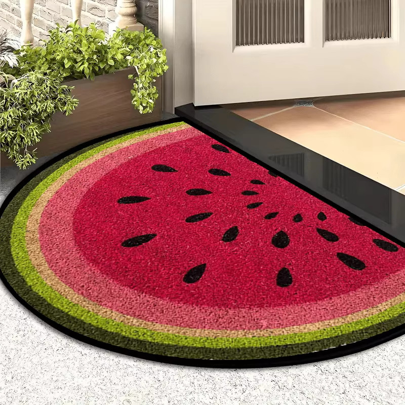 VIKAMA Wassermelonen Halbkreis-Fußmatte, rutschfeste Willkommensmatte für drinnen und draußen, Mehrfarbig, B: 60,0 cm, T: 40,0 cm - Bild 2