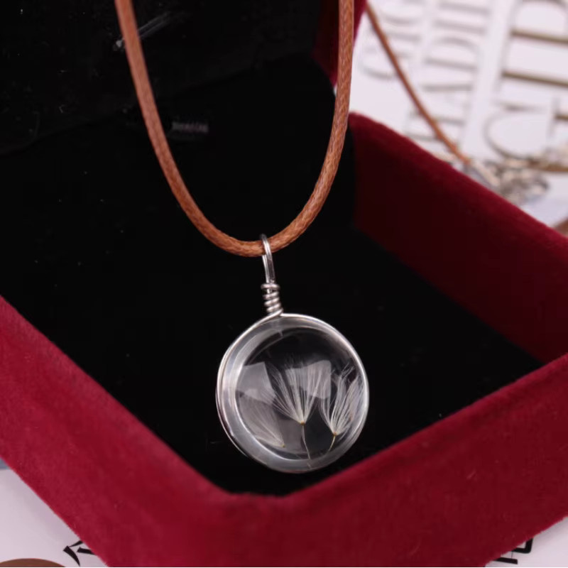 HJUEY Halskette mit Löwenzahn-Anhänger, Silber, Unisex - Bild 2
