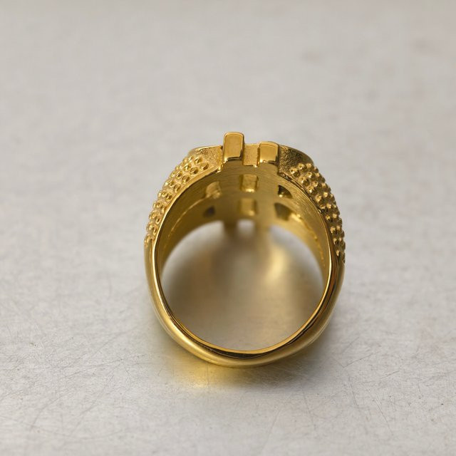MAGIC ZONE Ring, Dollar Zeichen, Gold, Edelstahl, Herren - Bild 1