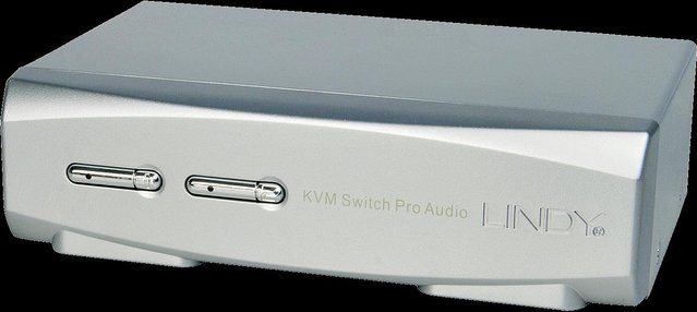 Lindy KVM Switch Pro Desktop KVM-Switch mit 2 KVM-Ports, DisplayPort, USB-A und 3,5 mm Klinke in Silber für 4K UHD - Bild 1