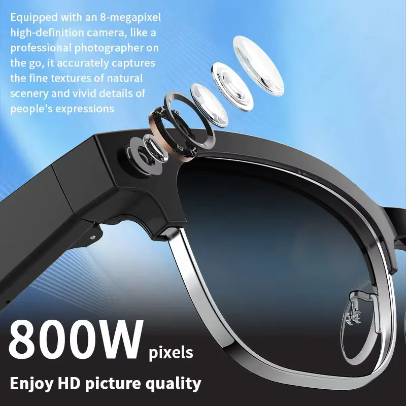 LIGE AI Smart-Brille mit 4K-Kamera, wasserdichte Bluetooth-Sonnenbrille mit Farbwechsel-Linse für HD-Videoaufnahmen und Anrufe, Schwarz/Transparent - Bild 2