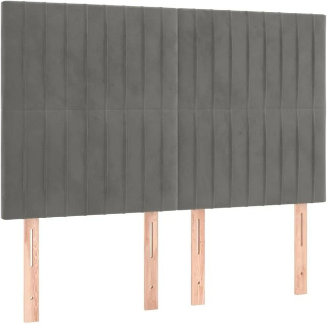 vidaXL LED Kopfteil aus Samt in Hellgrau mit USB-Ladeanschluss und integrierter Beleuchtung, B/H/T: 144 x 118 x 5 cm - Bild 1