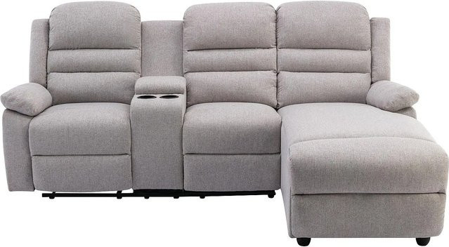 Vente-unique Relaxsofa Macedonia L-Form in Beige mit Stoffbezug, Breite: 231 cm - Bild 1