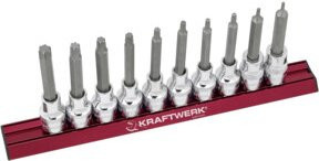 Kraftwerk TX-Bit-Steckschlüssel-Satz lang 70mm 1/2", 10-teilig, silber - Bild 1
